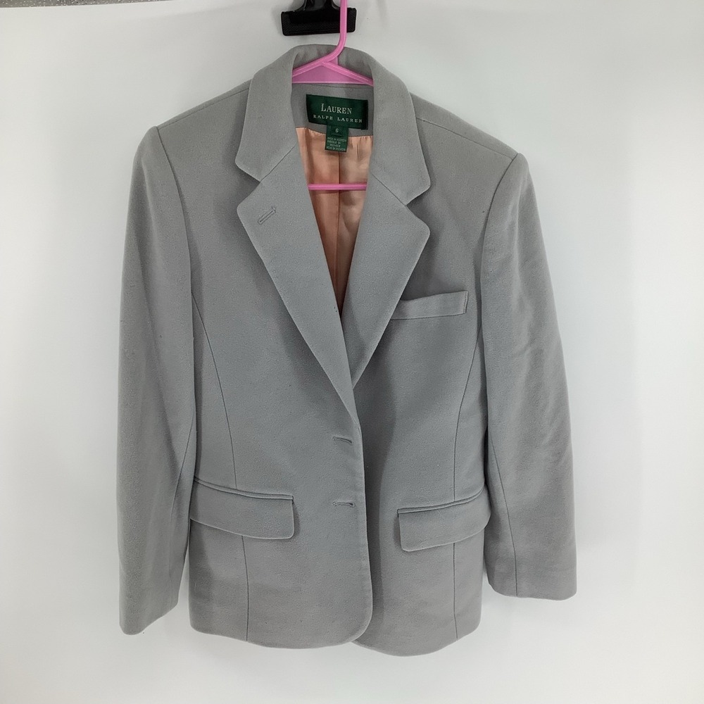 Lauren Ralph Lauren Womens Grey Wool‎ Blend Blazer Jacket Size 6